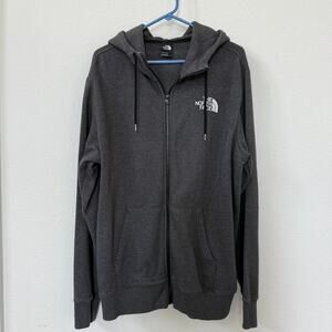 The North Face Full Zip Hoodie Charcoal Gray Fleece Lined Sweatshirt Men XL
